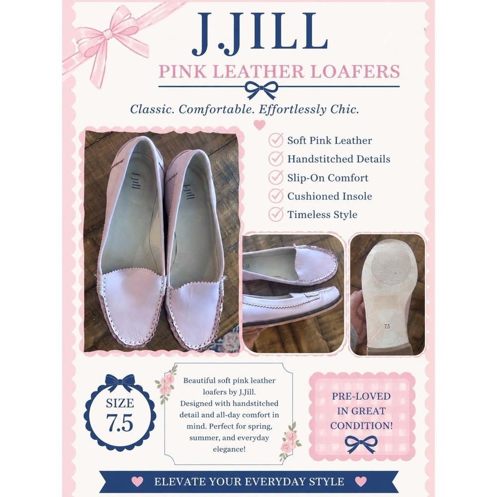 Rare Preppy Vintage J. Jill Pink Soft Leather Driving Loafers Wms 7.5